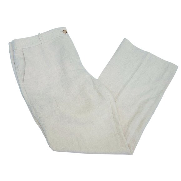 Talbots Windsor Curvy Wide Leg Linen Pants Women Trousers Size 16 Neutral Tan - Picture 2 of 13